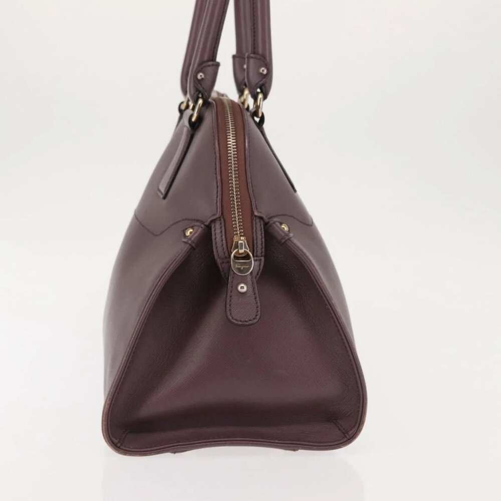 Salvatore Ferragamo Gancini Hand Bag Leather Purple Gold Auth 146846 - Picture 5 of 16